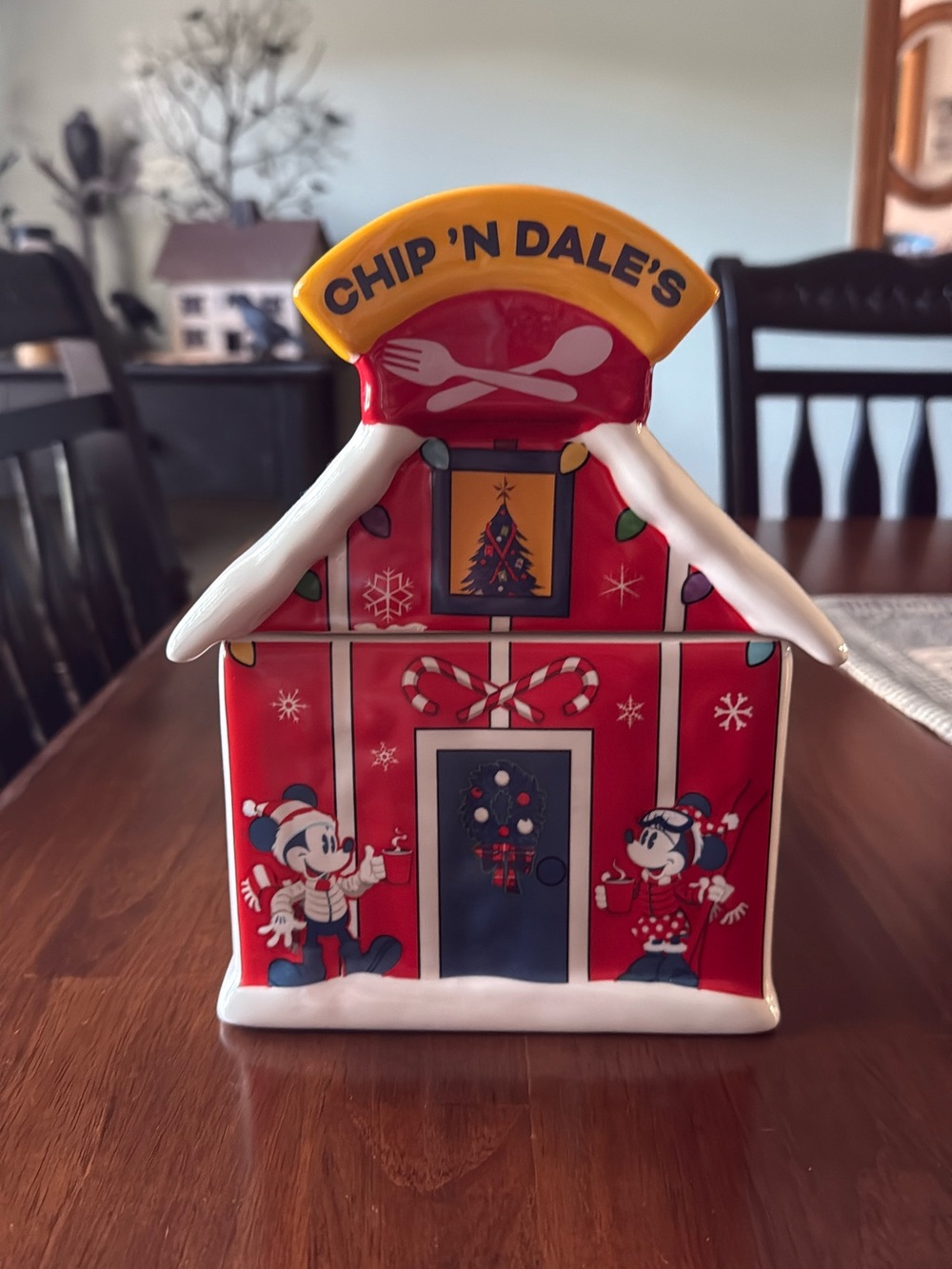 Disney Red Chip 'n Dale's Holiday Treat Jar with Yellow Accents